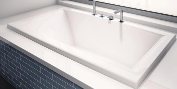 Produits Neptune Jade 7238 Acrylic Drop-In Center Drain Bathtub in White
