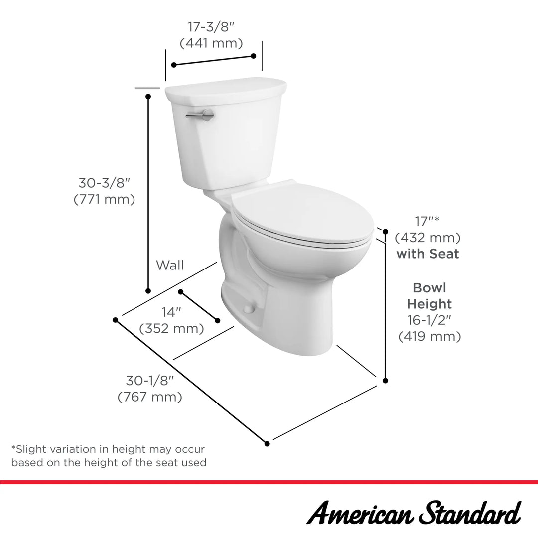 American Standard Cadet® PRO Two-Piece 1.28 gpf/4.8 Lpf Compact Chair Height Elongated 14-Inch Rough Toilet Less Seat