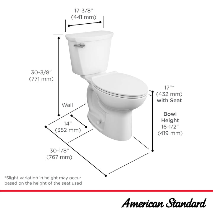 American Standard Cadet® PRO Two-Piece 1.28 gpf/4.8 Lpf Compact Chair Height Elongated 14-Inch Rough Toilet Less Seat