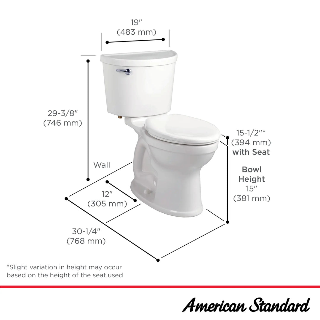 American Standard Champion® PRO Two-Piece 1.28 gpf/4.8 Lpf Standard Height Elongated Toilet Less Seat