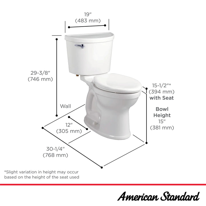 American Standard Champion® PRO Two-Piece 1.28 gpf/4.8 Lpf Standard Height Elongated Toilet Less Seat