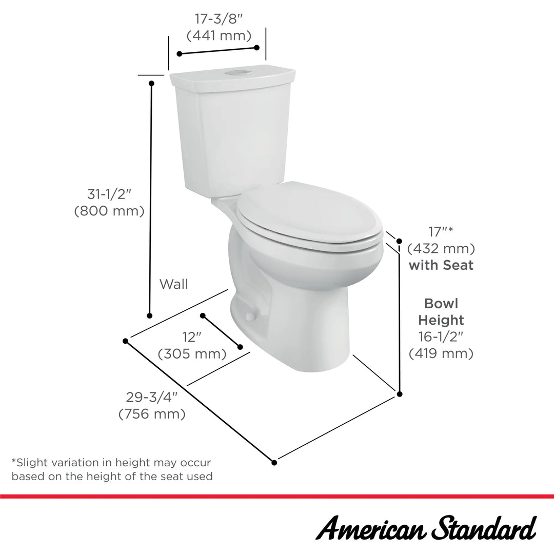 American Standard H2Option® Two-Piece Dual Flush 1.28 gpf/4.8 Lpf and 0.92 gpf/3.5 Lpf Chair Height Elongated Toilet Less Seat