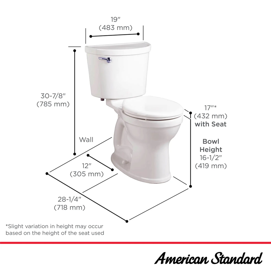 American Standard Champion® PRO Two-Piece 1.28 gpf/4.8 Lpf Chair Height Round Front Toilet Less Seat