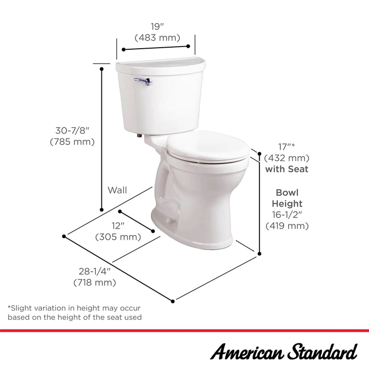 American Standard Champion® PRO Two-Piece 1.28 gpf/4.8 Lpf Chair Height Round Front Toilet Less Seat