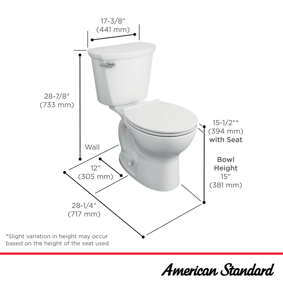 American Standard Cadet® PRO Two-Piece 1.6 gpf/6.0 Lpf Standard Height Round Front Toilet Less Seat
