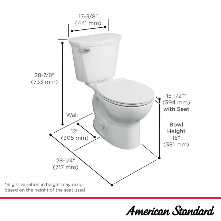American Standard Cadet® PRO Two-Piece 1.6 gpf/6.0 Lpf Standard Height Round Front Toilet Less Seat