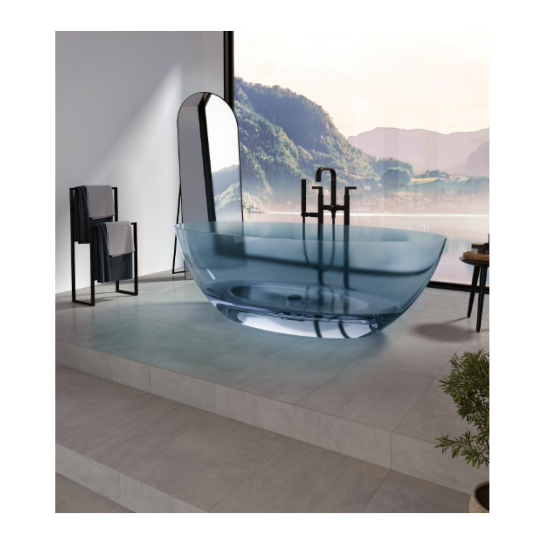 Produits Neptune Mosta 6732 AFR Solid Surface Freestanding Center Drain Double Ended Bathtub