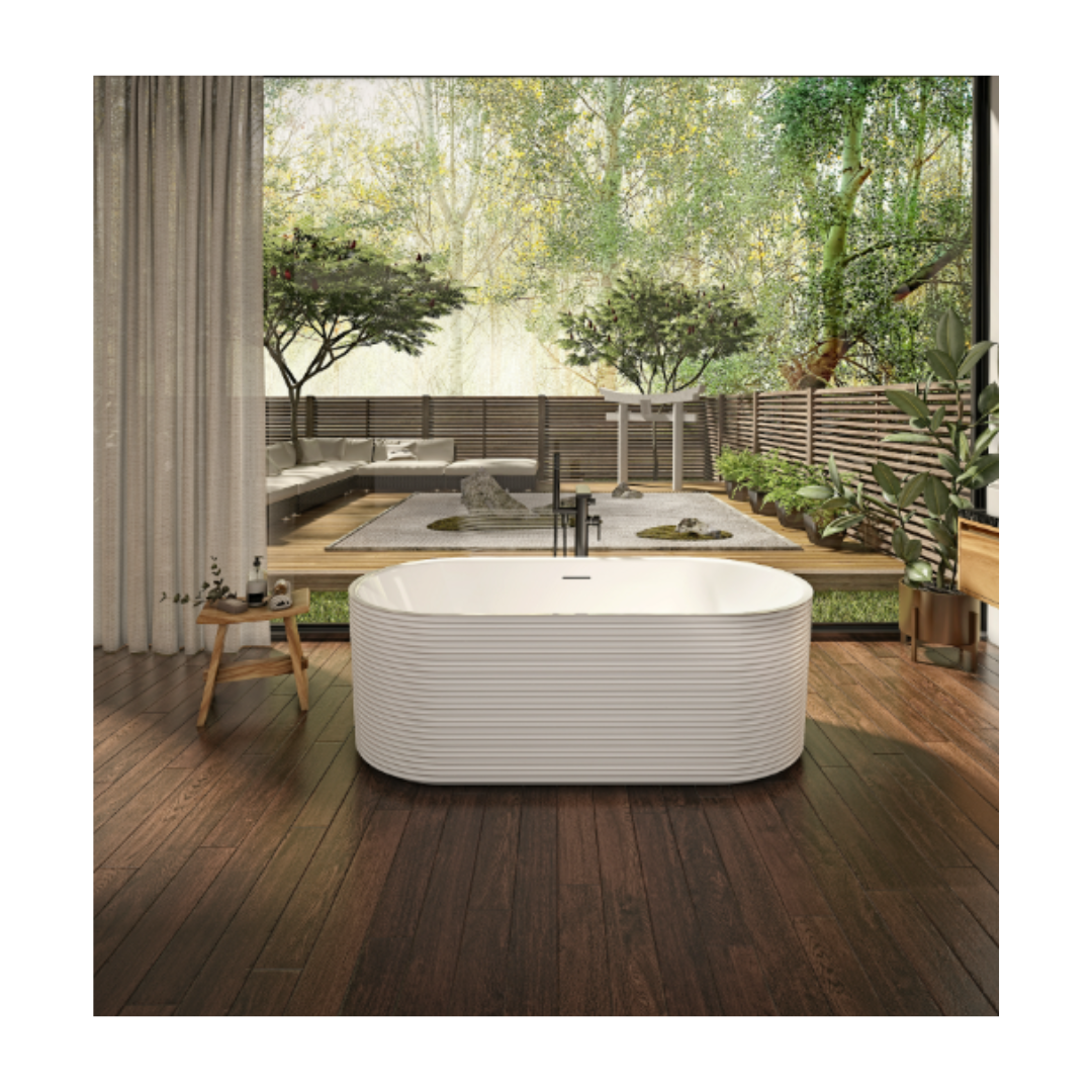 Produits Neptune Kavala 6732 AFR Acrylic Freestanding Center Drain Bathtub in White