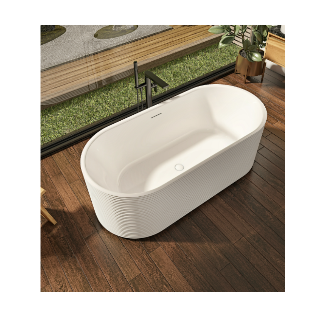 Produits Neptune Kavala 6732 AFR Acrylic Freestanding Center Drain Bathtub in White