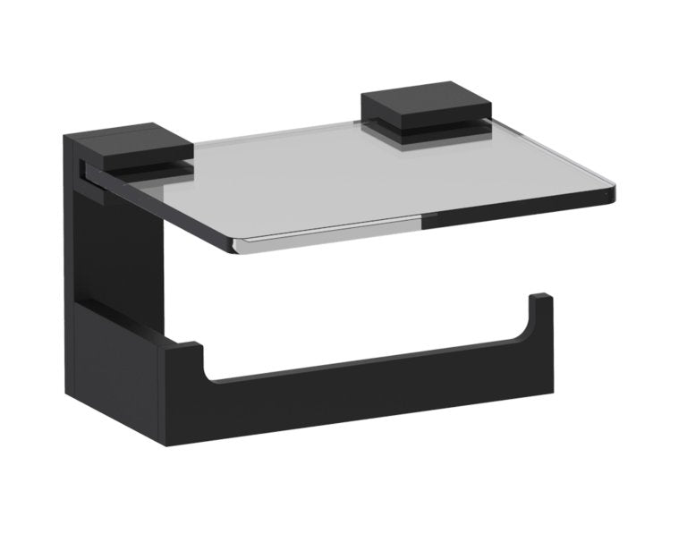 Kartners Berlin Glass Shelf w/ Toilet Paper Holder