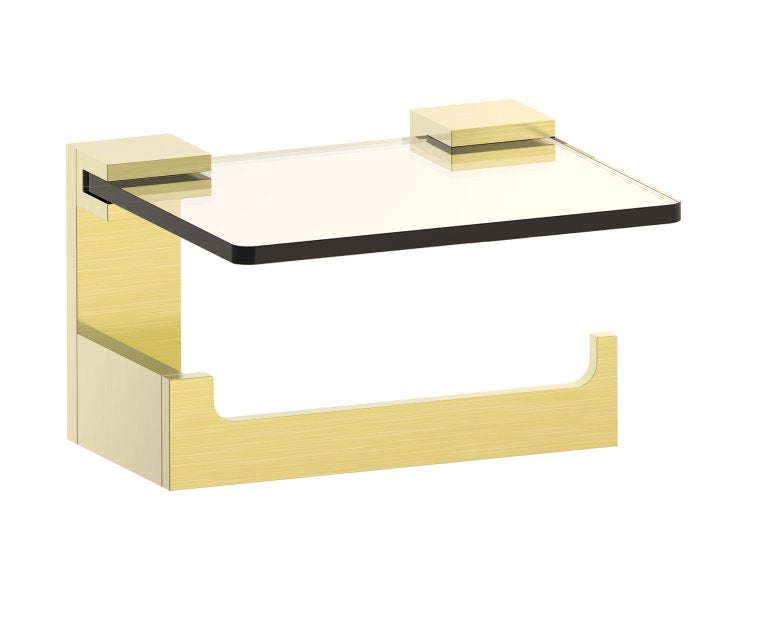 Kartners Berlin Glass Shelf w/ Toilet Paper Holder