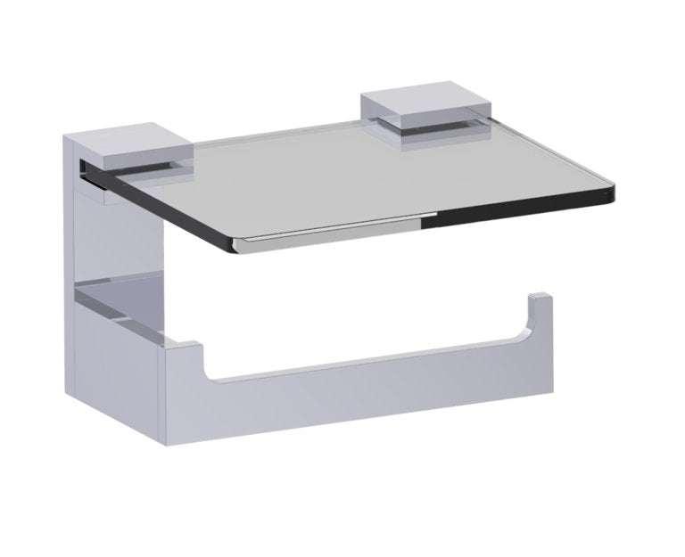 Kartners Berlin Glass Shelf w/ Toilet Paper Holder