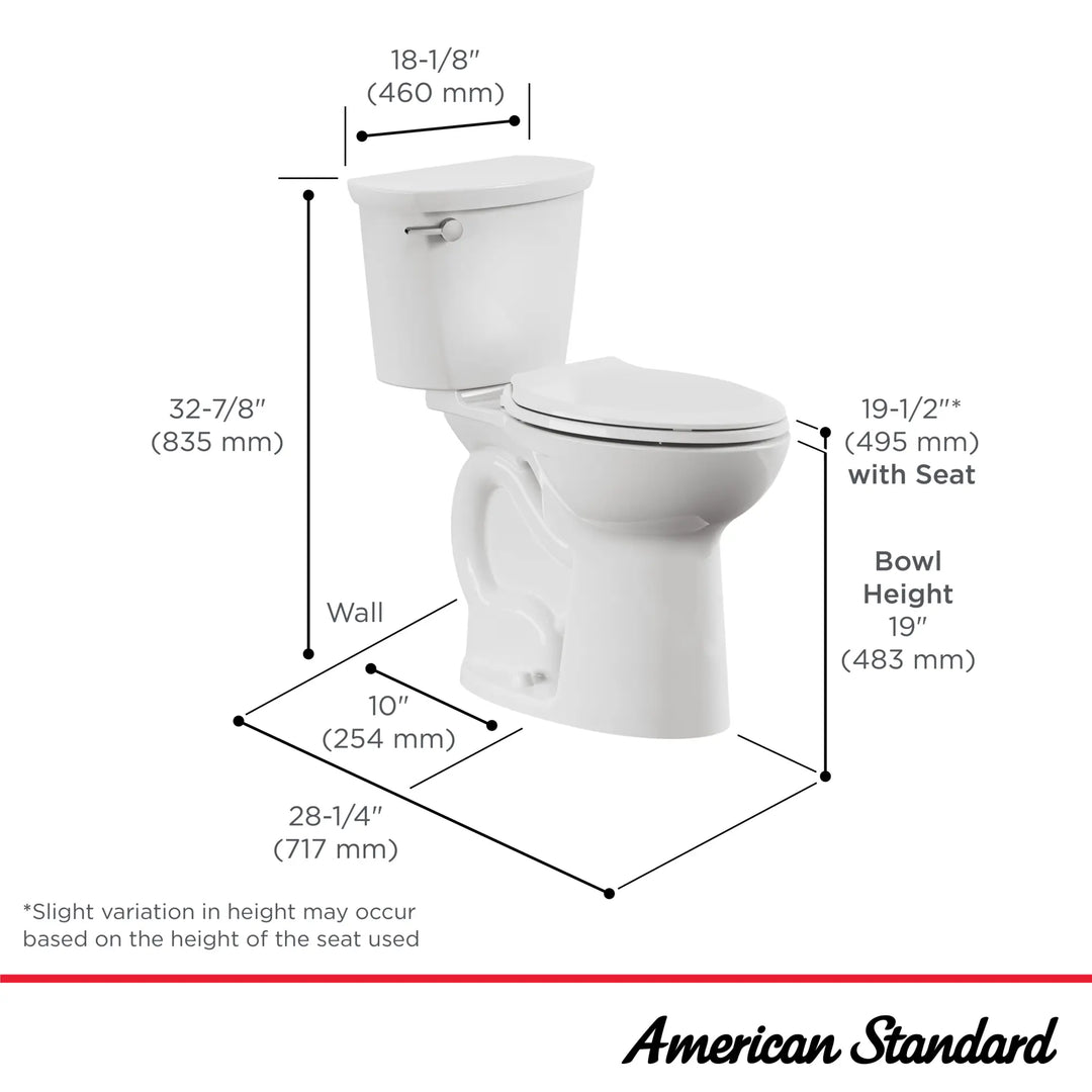 American Standard Cadet® PRO Two-Piece 1.28 gpf/4.8 Lpf Extra Tall Height Elongated 10-Inch Rough Toilet Less Seat