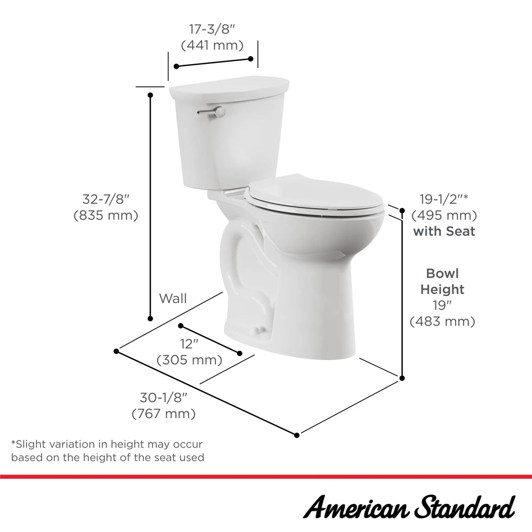 American Standard Cadet® PRO Two-Piece 1.28 gpf/4.8 Lpf Extra Tall Height Elongated Toilet Less Seat