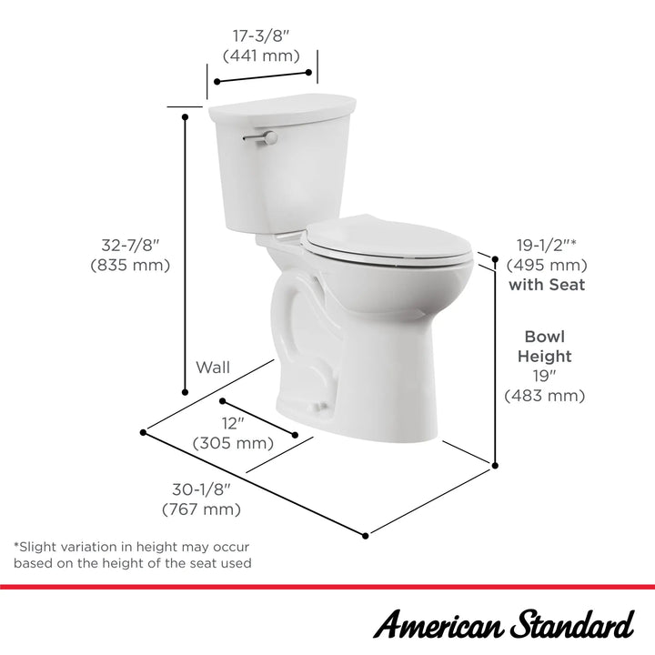 American Standard Cadet® PRO Two-Piece 1.28 gpf/4.8 Lpf Extra Tall Height Elongated Toilet Less Seat