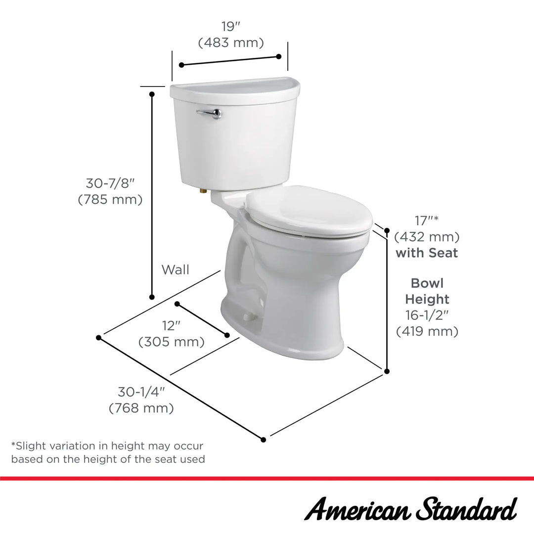 American Standard Champion® PRO Two-Piece 1.28 gpf/4.8 Lpf Chair Height Elongated Toilet Less Seat