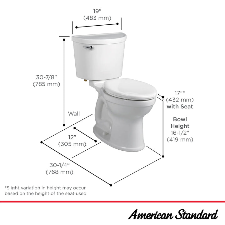 American Standard Champion® PRO Two-Piece 1.28 gpf/4.8 Lpf Chair Height Elongated Toilet Less Seat