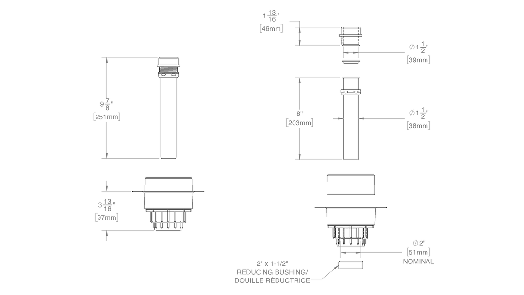 OS&B ABS Island Tub Drain Rough-in