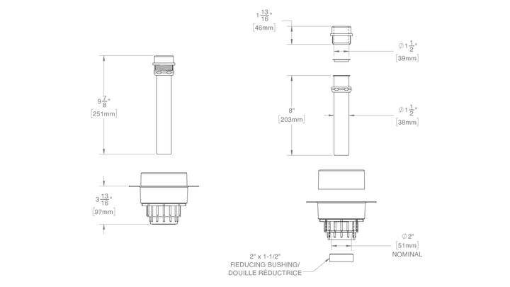 OS&B ABS Island Tub Drain Rough-in
