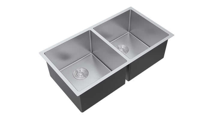 Aquaflo Essence 2 Handcrafted Double Bowl Kitchen Sink with Basket strainer