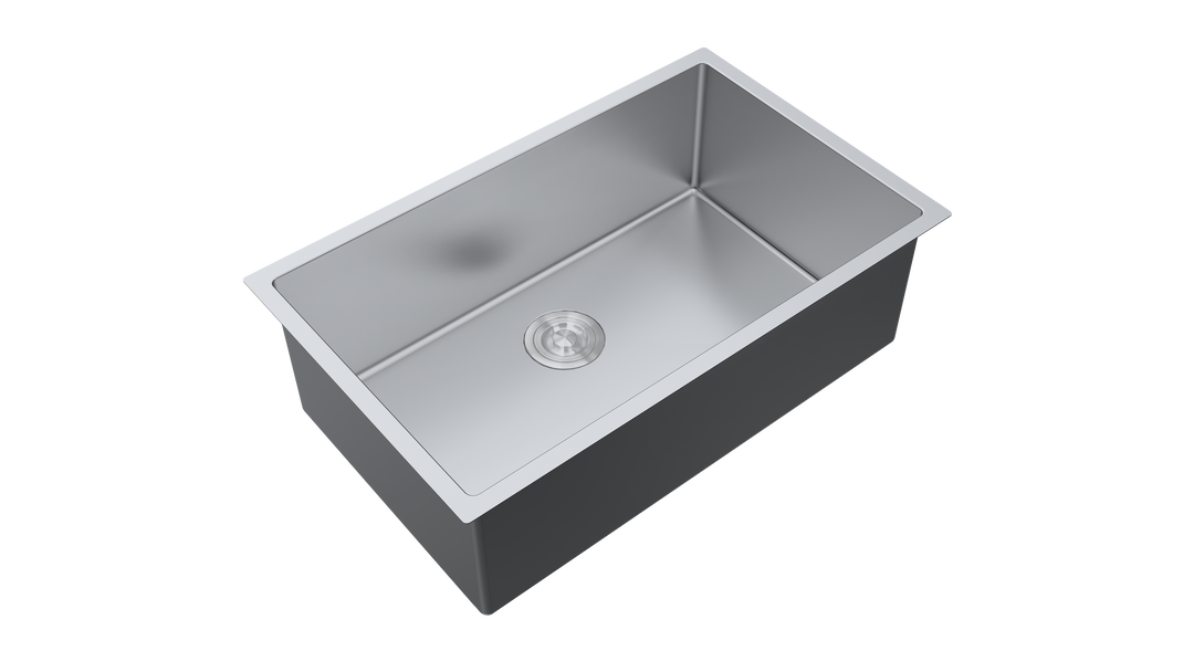 Aquaflo Essence 33" Handcrafted Single Bowl Kitchen Sink with Basket Strainer