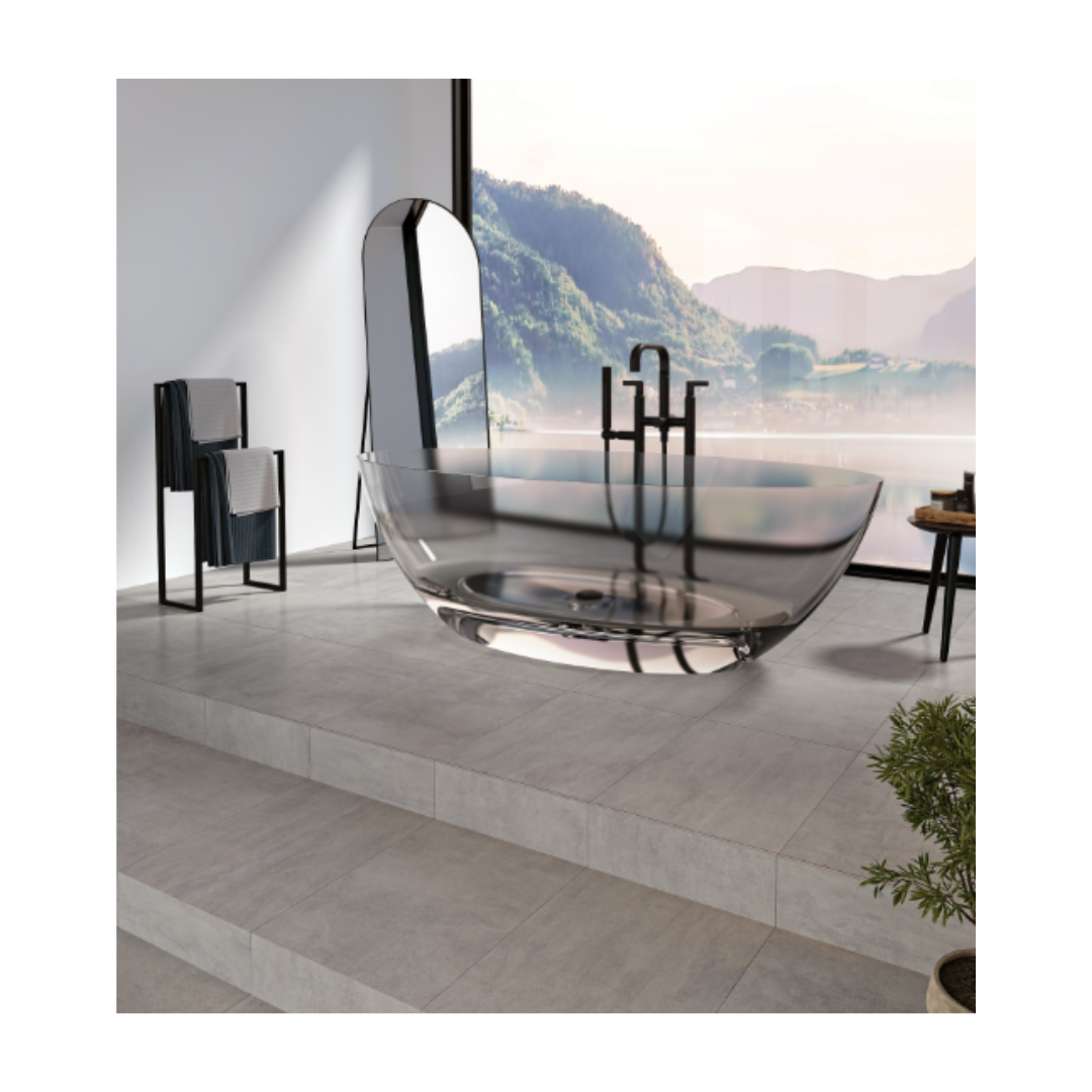 Produits Neptune Mosta 6732 AFR Solid Surface Freestanding Center Drain Double Ended Bathtub