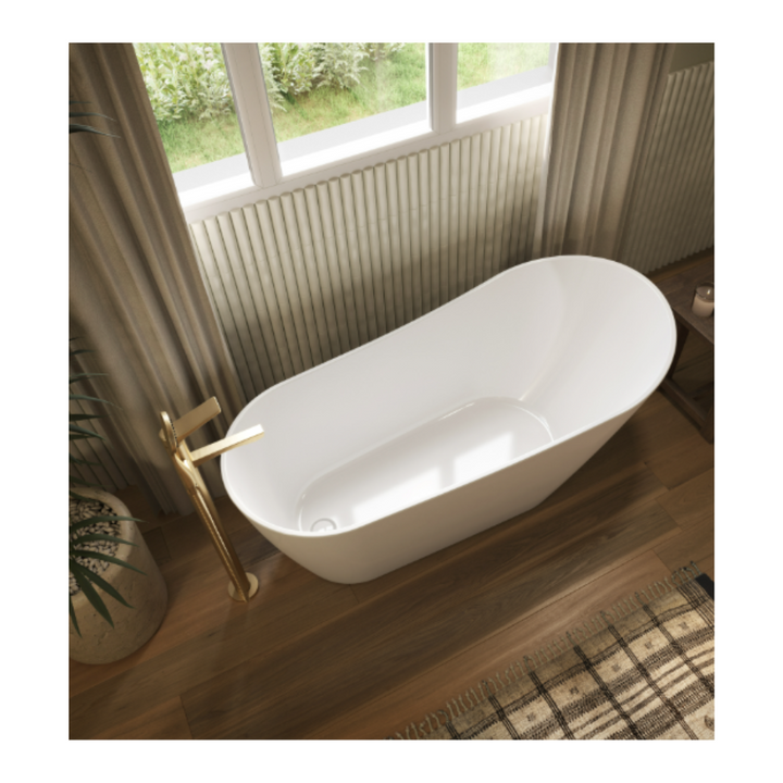 Produits Neptune Liege 5928 AFR Acrylic Freestanding End Drain Bathtub in White