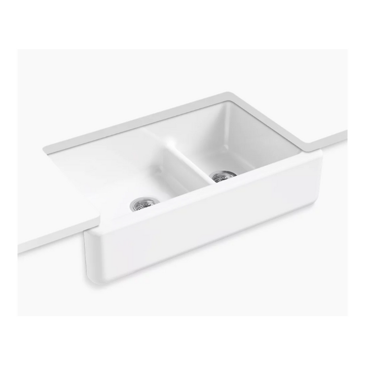 Kohler Whitehaven® Smart Divide® 35-3/4" undermount double-bowl farmhouse kitchen sink  K-6427-0