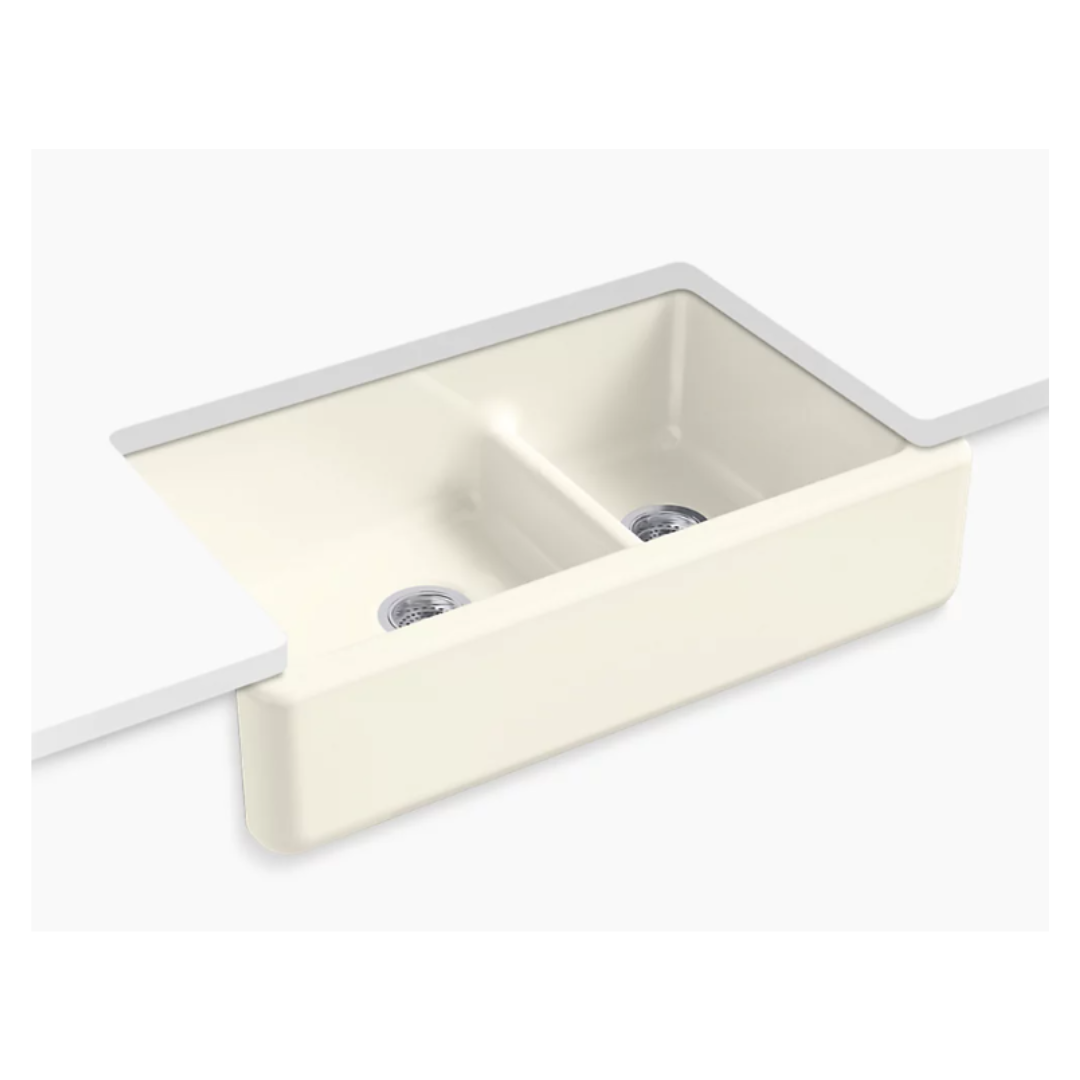 Kohler Whitehaven® Smart Divide® 35-3/4" undermount double-bowl farmhouse kitchen sink  K-6427-0