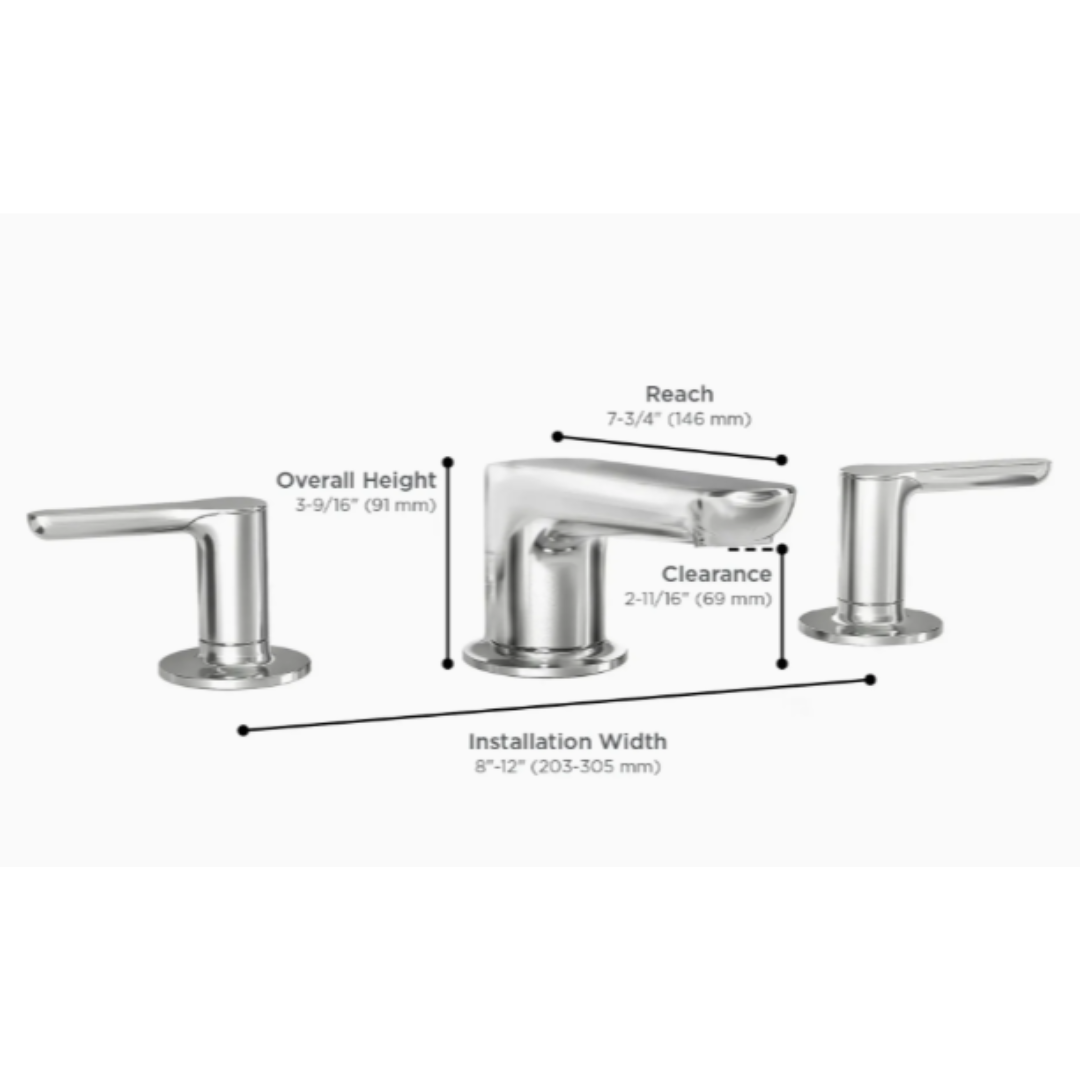 American Standard Studio® S Widespread Low Spout 2-Handle Bathroom Faucet 1.2 gpm/4.5 L/min With Lever Handles