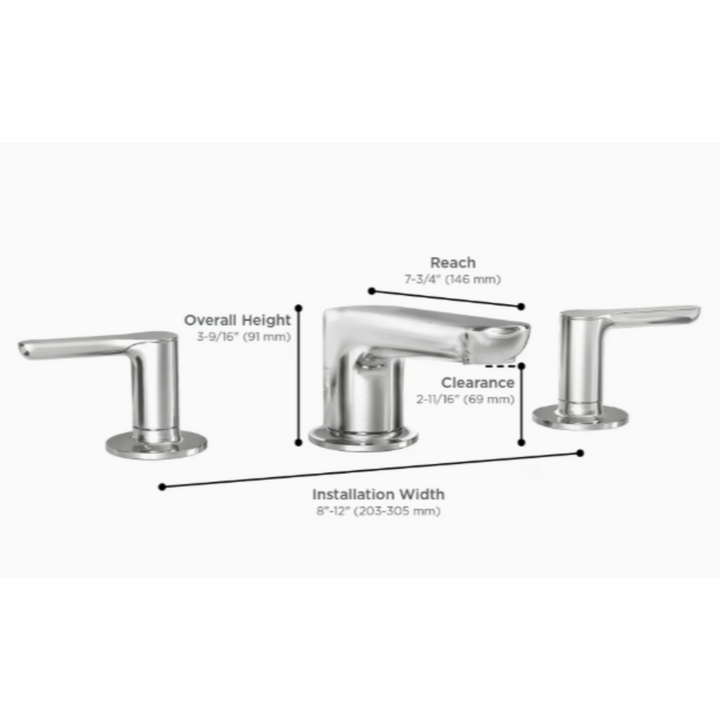 American Standard Studio® S Widespread Low Spout 2-Handle Bathroom Faucet 1.2 gpm/4.5 L/min With Lever Handles