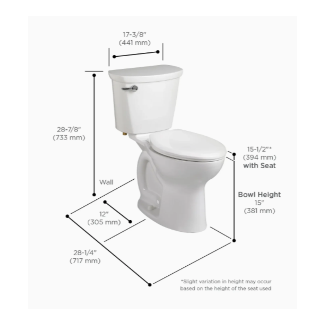 American Standard Cadet® PRO Two-Piece 1.28 gpf/4.8 Lpf Standard Height Round Front Toilet Less Seat
