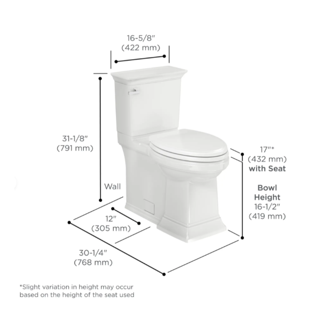 American Standard Town Square® S Skirted Two-Piece 1.28 gpf/4.8 Lpf Chair Height Elongated Toilet With Seat