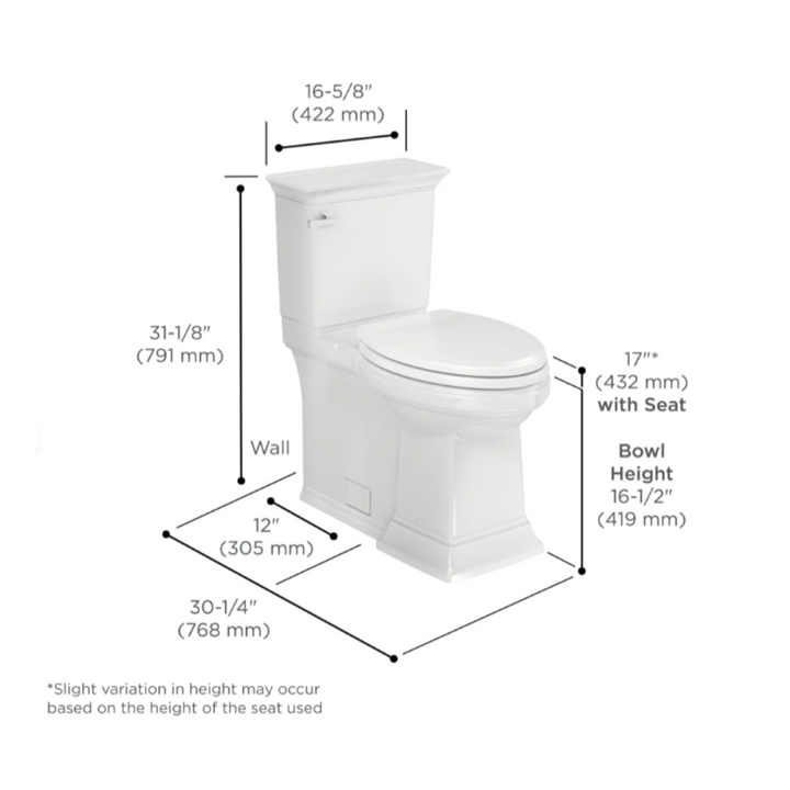 American Standard Town Square® S Skirted Two-Piece 1.28 gpf/4.8 Lpf Chair Height Elongated Toilet With Seat