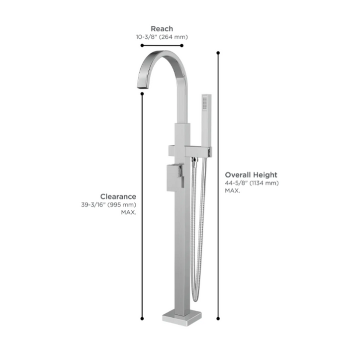 American Standard Times Square Contemporary Square Freestanding Bathtub Faucet With Lever Handle for Flash® Rough-In Valve