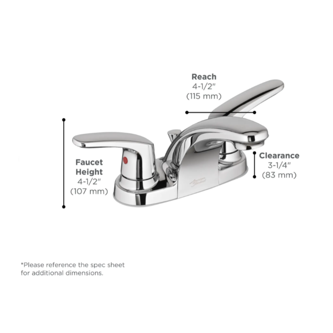 American Standard Colony® PRO 4-Inch Centerset 2-Handle Bathroom Faucet 1.2 gpm/4.5 L/min With Lever Handles