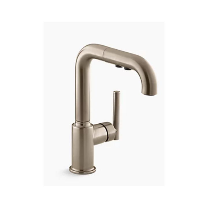 Kohler PURIST Pull-out kitchen sink faucet with three-function sprayhead K-7506