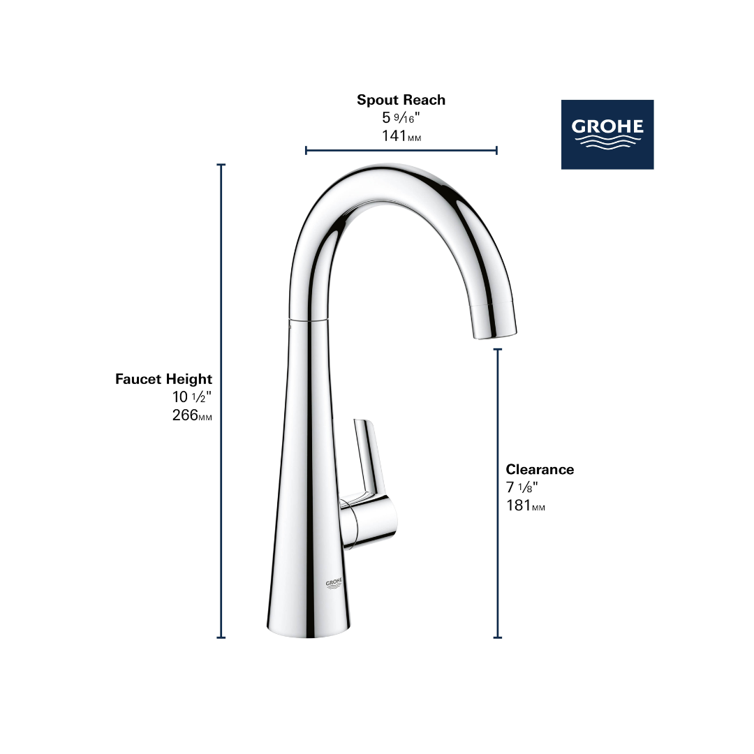 Grohe ZEDRA SIngle Handle Beverage Faucet (Cold Water Only) with Filtration 6.6 L/Min (1.75 GPM)