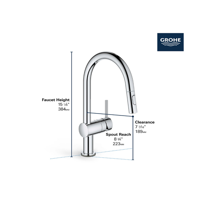 Grohe MINTA Single Handle Pull Down Kitchen Faucet Dual Spray 1.75 GPM With Touch Technology