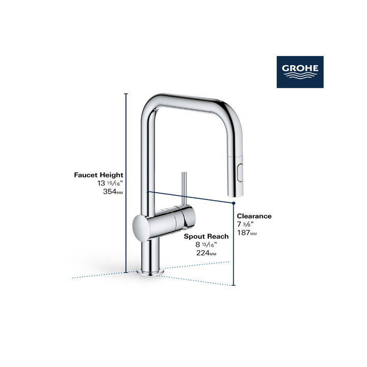 Grohe MINTA Single HAndle Pull Down Kitchen Faucet Dual Spray 6.6 L/Min (1.75 GPM)
