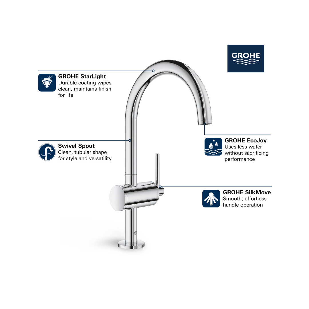 Grohe ATRIO NEW Single Hole Single Handle L-Size Bathroom Faucet 4.5 L/Min (1.2 GPM)