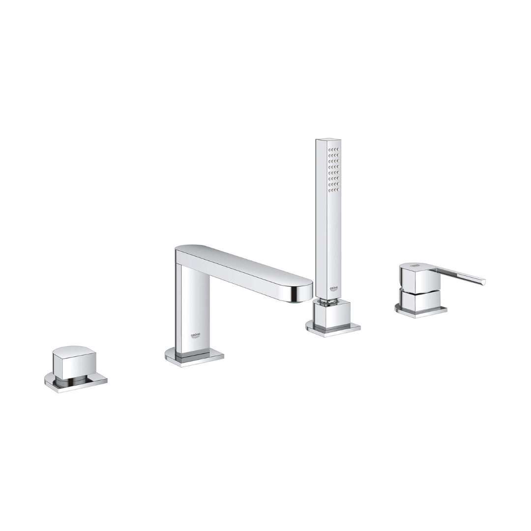 Grohe PLUS 4-Hole Single Handle Deck Mount Roman Tub Faucet With 6.6 L/Min (1.75 GPM) Hand Shower