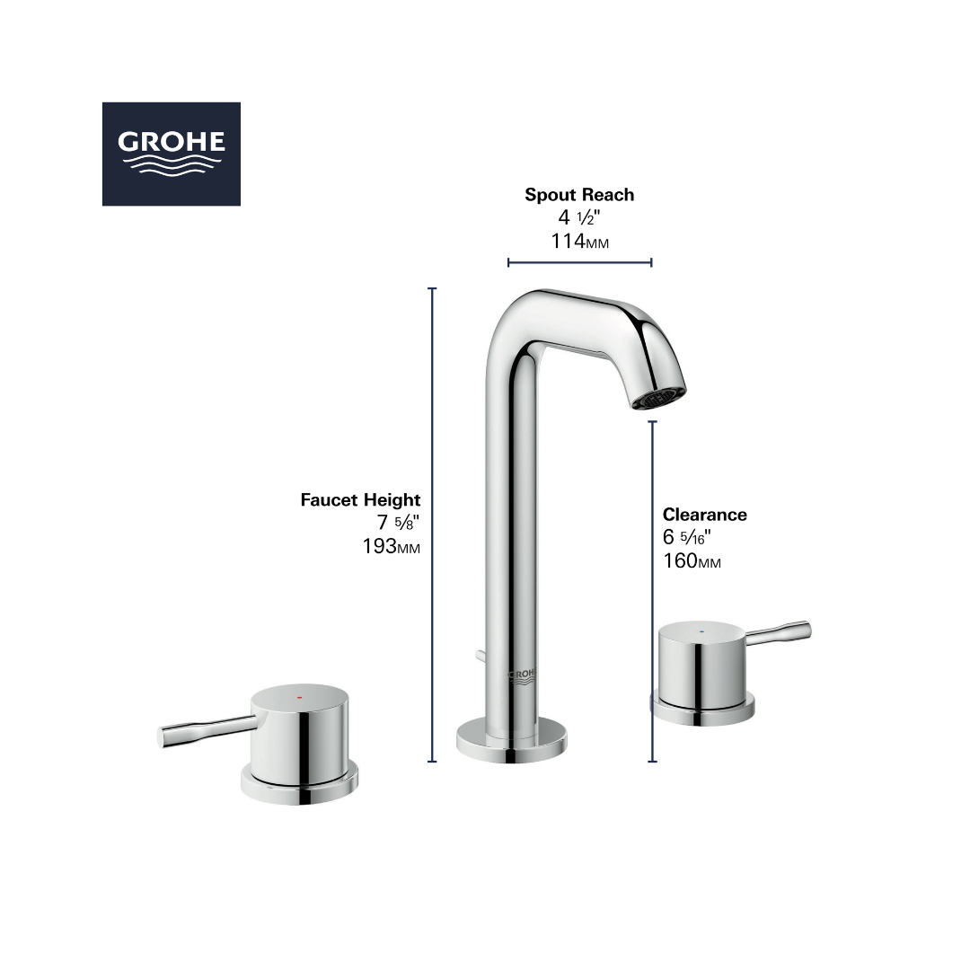 Grohe ESSENCE NEW 8 Widespread 2- Handle M-Size Bathroom Faucet 4.5 L/Min (1.2 GPM)