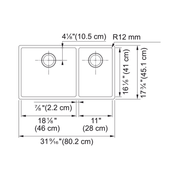 FRANKE Cube Undermount Kitchen Sink - CUX160-CA