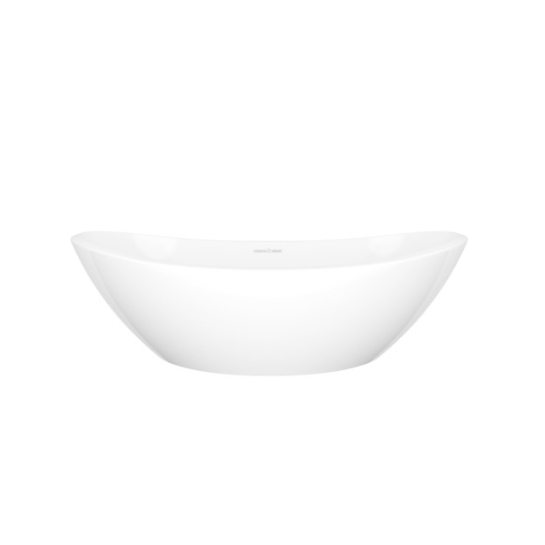 Victoria & Albert Amalfi 55 Oval 21-5/8 Inch Vessel Lavatory Sink in Volcanic Limestone™ without Internal Overflow - Gloss White  VB-AML55M-SM-NO