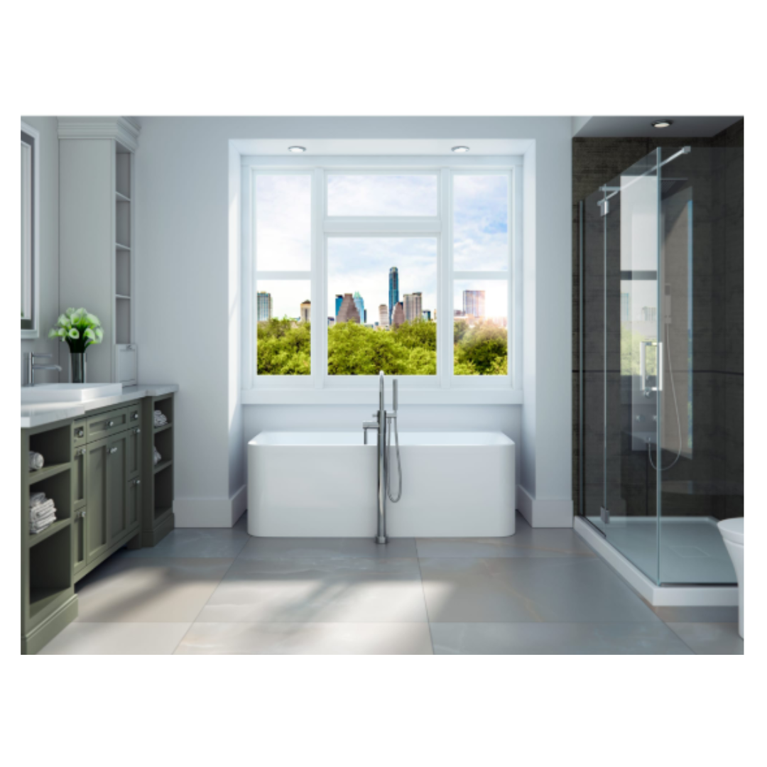 Produits Neptune Belgrade 3260 AFR Acrylic Wall-Mount Freestanding Center Drain Bathtub in White