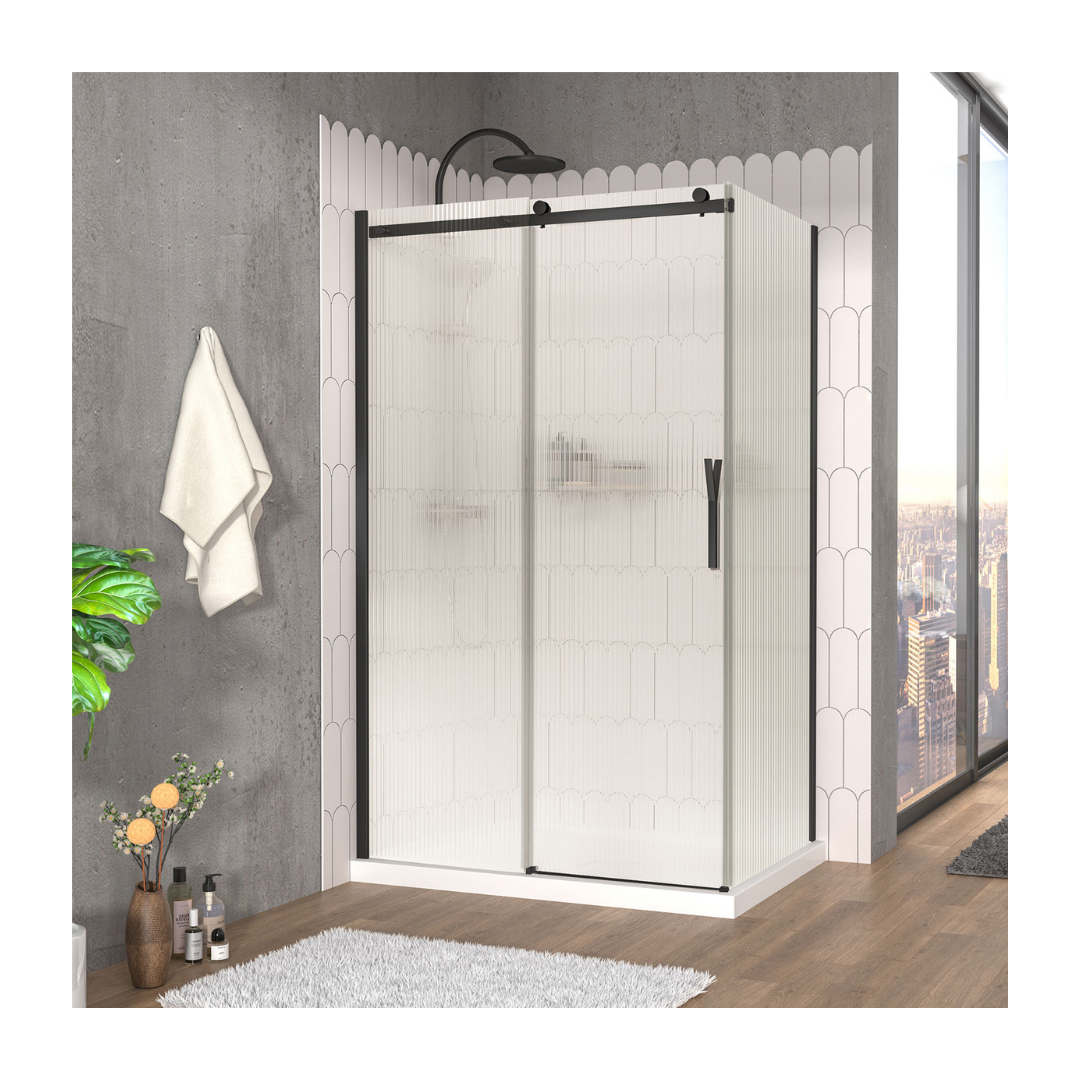 Zitta Slik Vaia Shower Door Fluted Glass