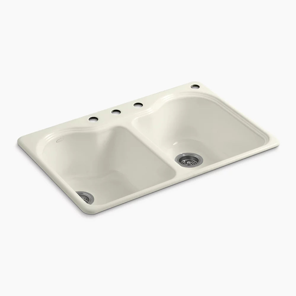 Kohler Hartland® 33" top-mount double-bowl kitchen sink  K-5818-4