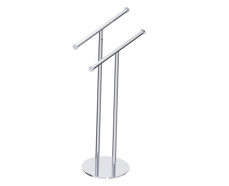 Kartners Free Standing Double Towel Rail, Round Center Post KFS-RD-CP