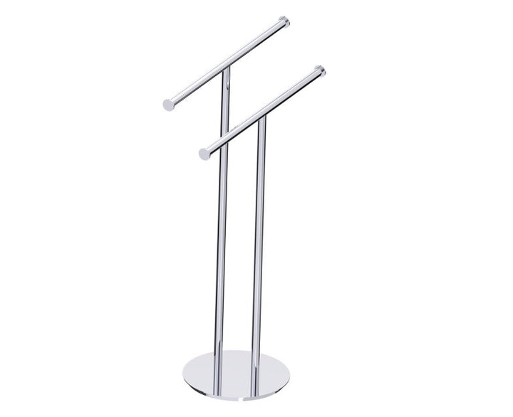 Kartners Free Standing Double Towel Rail, Round Center Post KFS-RD-CP
